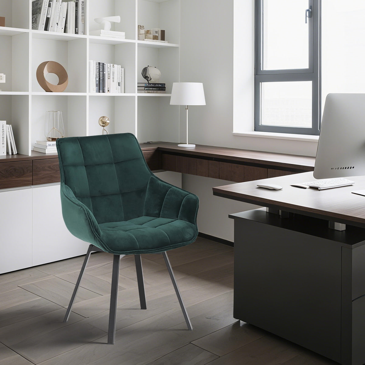 Cathaoir itheacháin Velvet Green Velvet le cosa miotail dubh - upholstery stíl chócó